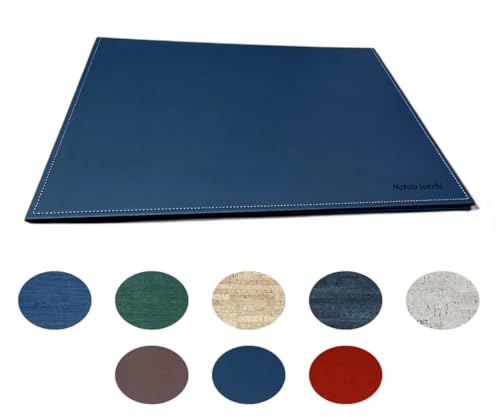 OGGETTANDO, Personalisierbare Schreibtischunterlage ist handgefertigt aus Kunstleder, umweltfreundlich und langlebig. Nützliche Geschenke, originelles und günstiges Büro. (Blau)
