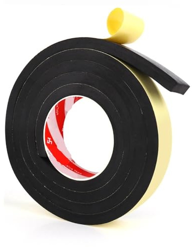 YONGETYC 2 Meter / 10 Meter lang mit 6 mm bis 20 mm dickem, Selbstklebendem Neopren-Schaumstoff-Schwammstreifen-Klebesiegel(10 x 10mm x 10M)