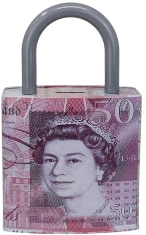 Best House | Metal Money Box | Lock Shape | Piggy Bank | Coin Box | Savings Box for Kids Adult Boys Girls as Gift to Save Birthday Money, Holiday and Christmas Fund - H 25cm x W 16cm x L 6cm (Large)