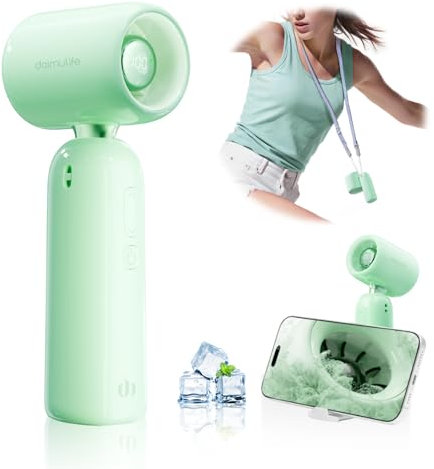daimulife Upgraded Portable Handheld Turbo Fan,1-100 Speeds Adjustable,Rechargeable 3 In 1 High Speed Handheld Fan with Digital Display,90°Foldable,Lightweight for Travel/Office/Makeup (Green)