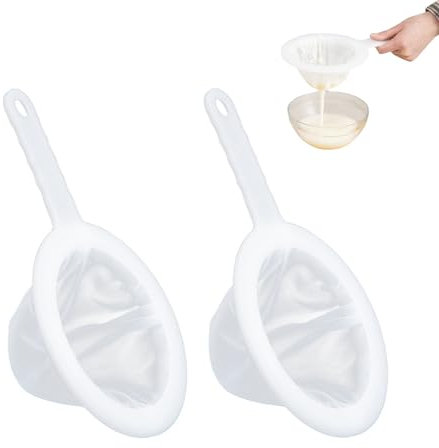 FUYTSUO 2 Pièces Piege Tamis Ultrafin pour Cuisine (300+400 Mailles), Chinois Cuisine, Filtre Alimentaire, Filtre Jus de Fruit, Passoire Plastique, Mini Passoire，Petite Passoire，Filtre A The