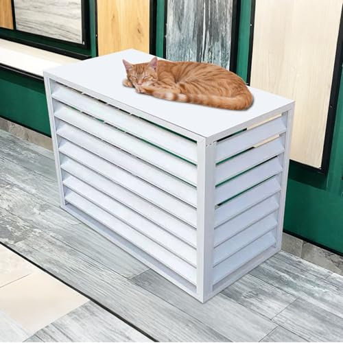 CXLXBRZD Valla de Aire Acondicionado Exterior, Cubierta de Aire Acondicionado Exterior Aluminio, for Uso en Exteriores, Reducción de Ruido(White,100 * 50 * 70cm)