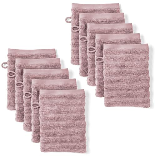 Pure Label Waschlappen 10-TLG. 10x16x21cm 100% Baumwolle & Oeko-TEX, Mauve | Spürbar weich, saugstark und ideal für Bad, Gäste und täglichen Komfort
