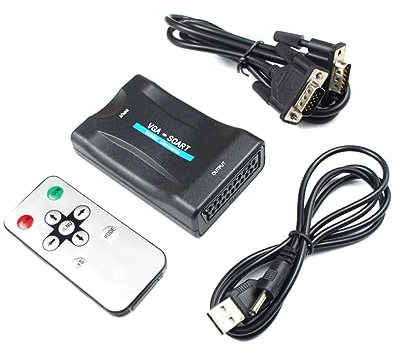 DIYEAH Adaptador Convertidor Vga Scart Compacto y Portátil Conversor De Señal Compatible con Ntsc y PAL para TV Scart Plug and Play Sin Controladores para Compartir Multimedia Familiar SM