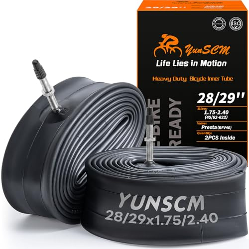 YunSCM 2PCS 45/62-622 Verdickter 28/29 Zoll Schlauch 28/29x1.75/1.95/2.0/2.125/2.20/2.25/2.35/2.40 RFV40mm/FV33mm Presta Ventil Kompatibel 28/29x1.75/2.4 Fahrradschlauch/E-Fahrrad Schlauch