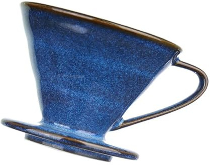 Handgefertigter Keramik-Kaffeefilterbecher, blau glasierte Oberfläche, gleichmäßiges Extraktionsdesign für optimales Brühen, hitzebeständiger blauer Keramik-Kaffeefilter