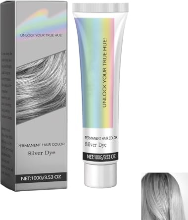 Crema De Tinte De Cabello Gris Plateado De Moda,Natural Tinte de Cabello Plateado,Crema Colorante para Cabellos Gris