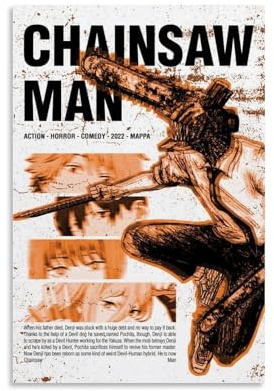 YFKOCTU Chainsaw Poster Man Tv Series Comic Vintage Horror Posters for Room Aesthetic Canvas Wall Art Bedroom Decor12x18inch(30x45cm)