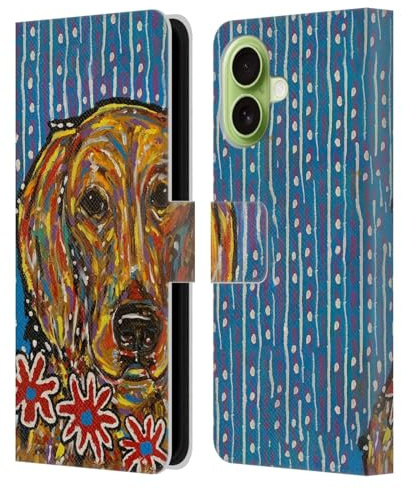 Head Case Designs Officially Licensed Mad Dog Art Gallery Golden Retriever Dog 5 Leather Wallet Case Compatible With Apple iPhone 17