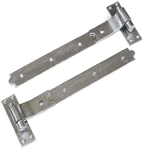 Discount Hardware UK 2Pcs Cranked Hinges, Heavy Duty Gate Hinges, Galvanised, Steel, Powder Coated, 450mm (18)