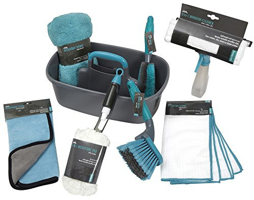 JVL Car Cleaning Valet Pack with Storage Caddy, Grey Blue (Platinum Bundle)