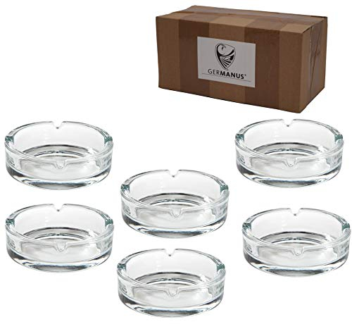 6 x GERMANUS Ceniceros de Cristal para Cigarrillos