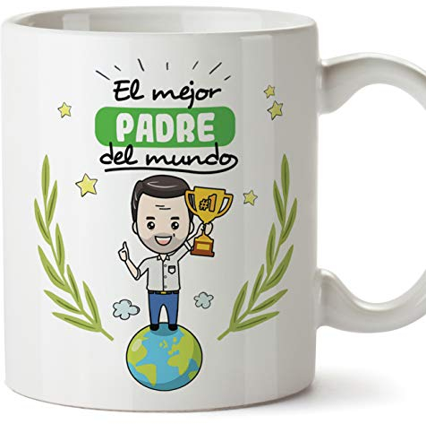 MUGFFINS Taza Papá - El Mejor Padre del Mundo - Taza Desayuno/Idea Regalo Día del Padre. Cerámica 350 mL