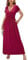 OUGES Women's Summer Casual V Neck Short Sleeve Wrap Ladies Maxi Long Dress with Pockets(Wine394,S)