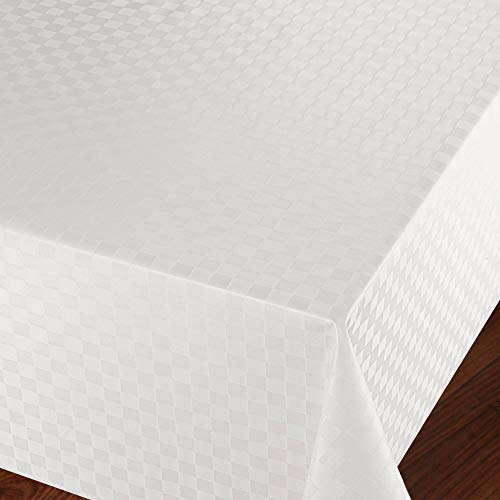 Wachstuch Wachstischdecke Tischdecke Gartentischdecke Flechtmuster Weiß Breite & Länge wählbar 80 x 100 cm Eckig abwaschbar geprägt