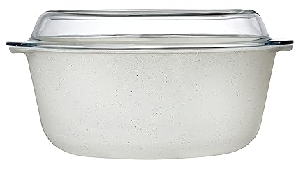 BORCAM Non-Stick 59013 Weiß Glas Auflaufform Topf mit Deckel 3,15 Liter 27cm