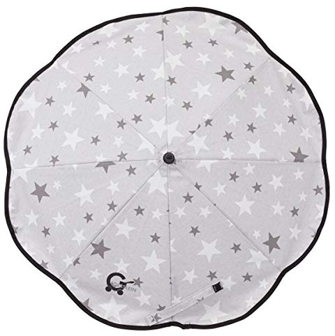 Gesslein Sonnenschirm Design 015 mit Universalhalterung von Gesslein – Sonnenschutz für Kinderwagen & Buggys│70cm Durchmesser, biegsam, 3-fach verstellbar, für Rund- und Ovalrohre
