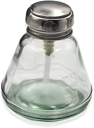180ml Empty Glass Bottle Push Down Alcohol Pump Dispenser Liquid Bottle Container for Toner, Makeup Remover and Nail Polish Remover