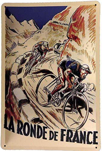 Blechschild 20x30 Fahrrad Rennsport La Ronde de France Tour de France im Retro Vintage Nostalgie Plakat Design Radsport Rennrad