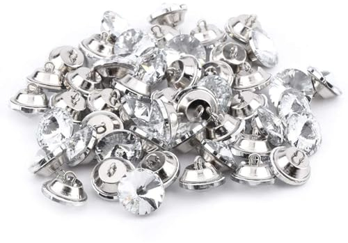 50 Stück Strass Kristall Diamant Knöpfe, Kristallpolsterknöpfe Mit Metallschlaufenknöpfen Klare Tuftingknöpfe Polsterknöpfe Zum Nähen Des Schlafsofas Kopfteil Crafts Decoration(25mm)