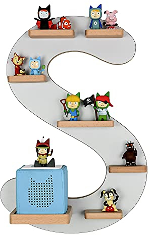 MR TEDDY BEAR Kinderregal Buchstabe S | Holzregal für Toniebox und Tonies | Tonie-Regal hergestellt in der EU | Wandregal zum Spielen und Sammeln | Für Mädchen und Jungen | im S Design in Grau