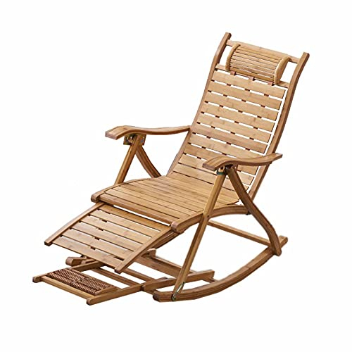 JLXJ Schaukelstühle Sessel Holzbambuslatte Schaukelstuhl, Rustikale Veranda Balkon Wippe mit Breitem Sitz und Armlehne, für Indoor Outdoor Deck Hinterhof, Unterstützt: 250kg