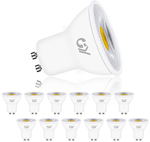 GY Bombilla LED GU10 Spot (38 Grados Ángulo de haz) 6500K Blanco Frío 8W (Eq. 60w) 600LM, Focos No Regulable, Bombillas GU10 LED Pack de 12