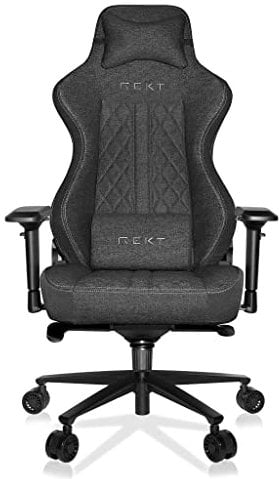 REKT ULTIM8 Plus - Chaise de Bureau Gaming XL Grand Taille en Tissu Premium - Inclinable à 180 ° - Accoudoirs 4D - Coussin Ajustable pour La Nuque - Coussin Lombaire - Supporte 150 Kg (Black)