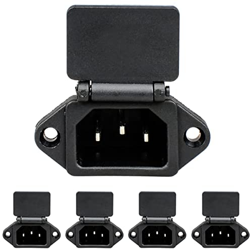 Greluma 5 Pz C14 Adattatore per spina per montaggio a pannello, AC 250V 10A 3 pin Modulo di ingresso IEC Presa di alimentazione con coperchio