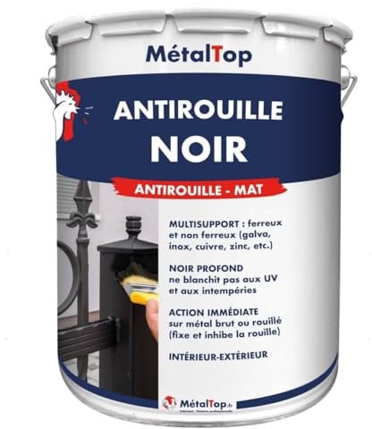 Metaltop - Antirouille Noir - Noir signalisation - RAL 9017 - Pot 15 L