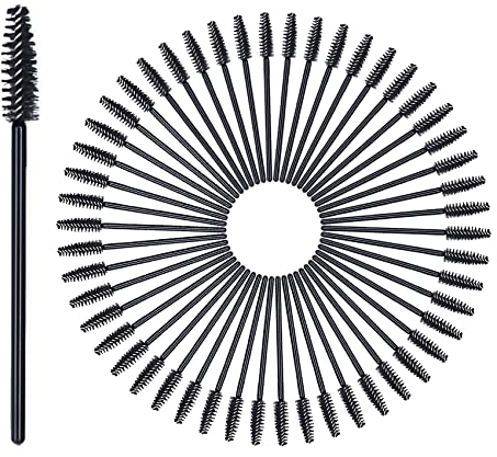 zoerbufan Desechables Cepillos de Pestañas 50 unids,Rimel Cepillos,Cepillos de Cejas,Brocha de Pestañas para Extensiones de Pestañas(Negro)