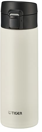 Bouteille isotherme Tiger MKA-K 480 mL Easy-Drinking One-Push, ouverture one-push, ultra légère, sans BPA, conservation froid 24h et chaud 12h, conçue au Japon, couleur aigrette blanche
