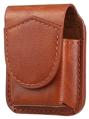 Operitacx Leder Feuerzeug Hülle Mit Metallschnalle Tragbare Vintage Aufbewahrung Für Zigaretten Kratzfeste Feuerzeugtasche Für Herren 75 X 6 X 3 cm