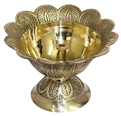 BRACOP Messing Aarti Diya Öllampe indische Pooja Diya für Diwali Navratri Hindu Navratri-Puja-Zubehör für Göttinnen: Indische Dekoration Ghee-Lampe (Diya) dekorative Laterne kleine Öllampe Geschenk