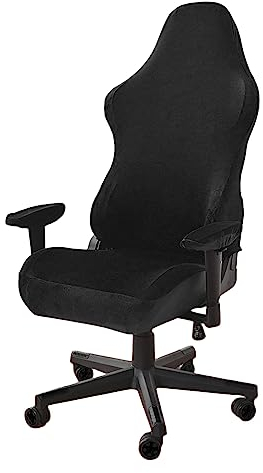 OQHAIR Terciopelo Cubre sillas Gaming Ergonómico Cubre sillas Gaming Giratorio Universal Cubre sillas Gaming Protector de Asiento para Estilo Racing Reclinable -Negro