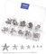 sourcing map 125Stk Metall Stern Nieten Klaue 5-Klaue Silber Ton Handgepresst Punk Nieten Klaue Perlen Nieten Kappe Nagel Kopf mit Groß Öse Nadeln für Basteln Leder Bekleidung Tasche Schuhe