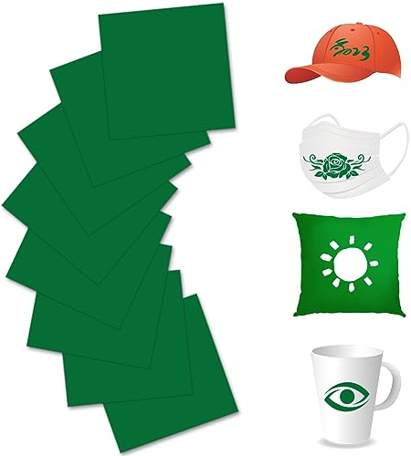 Infusible Transfer Ink 8 Stück Grün Infusible Ink Folie, Infusible Transferpapier Unlöslich Sublimationstintenblatt für Wärmepressmaschine für DIY T-Shirt, Tasse, Untersetzer, Leder 30.5X30.5CM