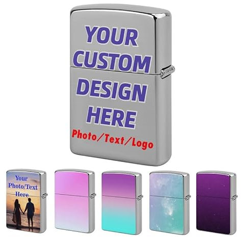AOOEDM Individuelles Feuerzeug Gehäuse mit Bildern/Text/Logo, personalisierte Feuerzeug Fall, Geschenk für Männer oder Frauen