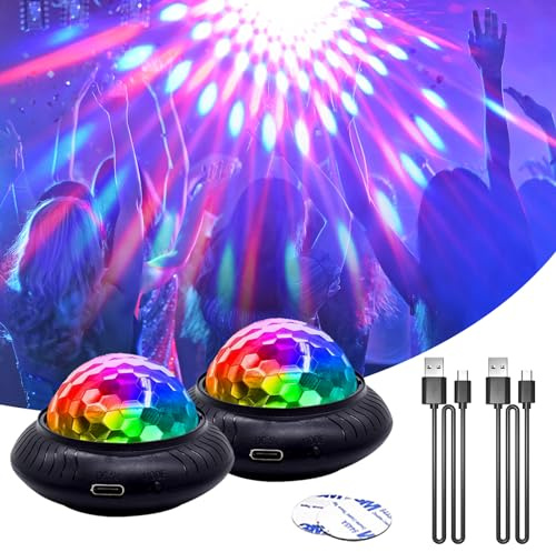 Bonlux 2 in 1 Disco Ball Light, 2 Pcs Sound Activated Mini Disco Balls with 7 RGB Colours, USB Dimmable for Parties, Kids, Home, Festival, Gathering