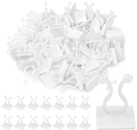 Frevoitna 80 Piezas Clips de Soporte para Plantas, Soporte de Plantas Trepadoras Autoadhesivo, Ganchos de Planta Invisibles Blancos, Clip de Fijación de Planta para Soportar y Fijar Plantas Cables