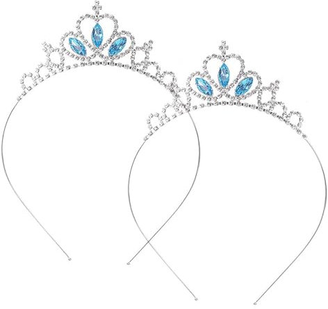 KAIAIWLUO Prinzessin Krone Tiara,2 PCS Blau Strass Kristall Tiaras Mädchen Stirnband Haar Hoop Tiara Haar Kopf Krone Braut Tiara Haarbänder für Frauen Mädchen Prom Brautparty