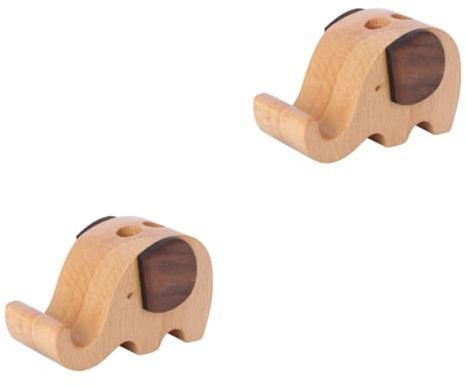 MAGICLULU 2pcs Wooden Elephant Pen Holder Organizer Decoration for Desk Cute Elephant Shape Pencil Pot Stand for Cell Phone for Office Home Study