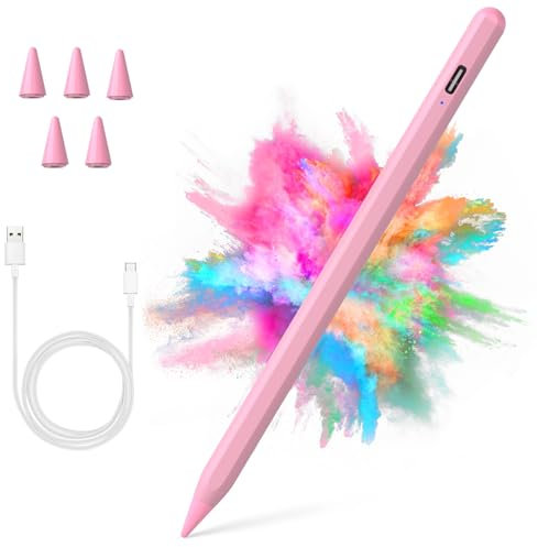 ​​​Stylus Pen for iPad 2018-2023 with Palm Rejection, Active Pencil for iPad 10th/9th/8th/7th/6th Generation, for iPad Pro 11/12.9 inch, for iPad Air 5th/4th/3th Gen, for iPad mini 6th/5th Gen (Pink)