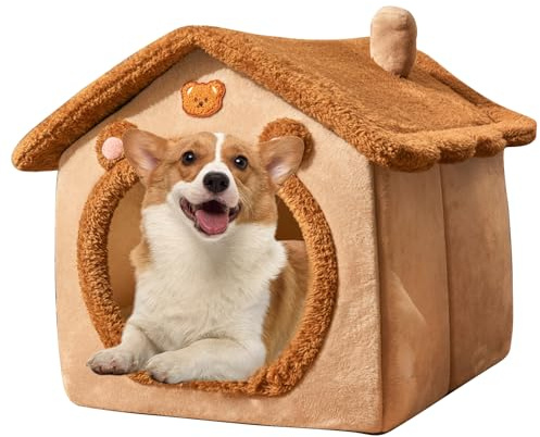 PETCUTE Katzenhaus für Katzen Hunde,Waschbares Katzenhöhle Katzenbett mit Herausnehmbarer Matratze,Warmes Und Gemütliches Katzen-Iglu mit Rutschfestem Boden,Haustierbett für Katzen und kleine Hunde