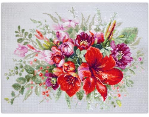 Magic Needle Zweigart Edition Kreuzstich Stickpackung Amaryllis Blumenstrauß Zählmuster