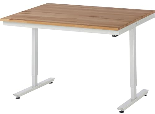 RAU | Arbeitstisch | elektrisch höhenverstellbar | Buchenplatte massiv | Höhe 720-1120 mm | BxT 1250 x 1000 mm