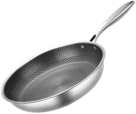 MAGICLULU Sartén De Acero Inoxidable Con Fondo Plano y Diseño Panal Antirayaduras Para Cocinar Huevos y Filetes Fácil Limpieza Para Cocina Doméstica