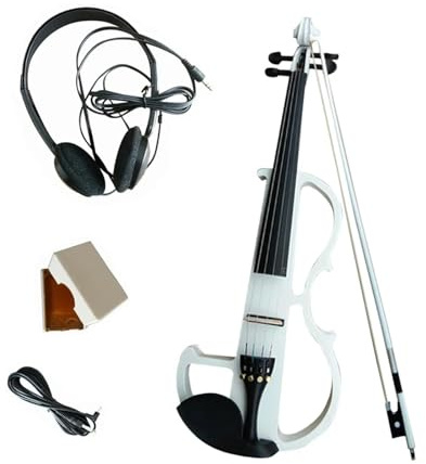 strumento violino Set Violino Elettrico Con Raccordi Violino Con Custodia Rigida Acousti Arco Per Violino Cavo Per Cuffie Custodia Per Il Trasporto Accessori (Color : White)