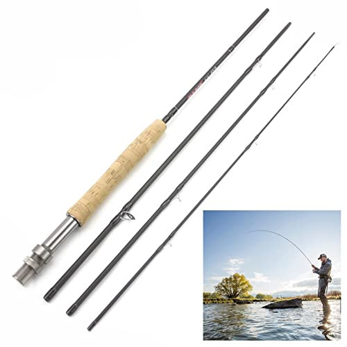 SADPRKR Cannes à pêche à la mouche ultra légères à 4 sections LW 5/6 Action rapide pour truite saumon 2,1 m 2,4 m 2,7 m