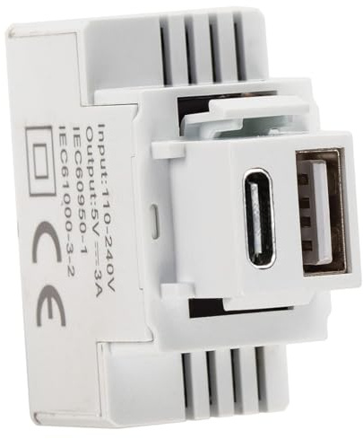 FME 200513 Kompaktes Einbaunetzteil Keystone USB-A und USB-C™ 20 W 5-12 V Weiß Weiß